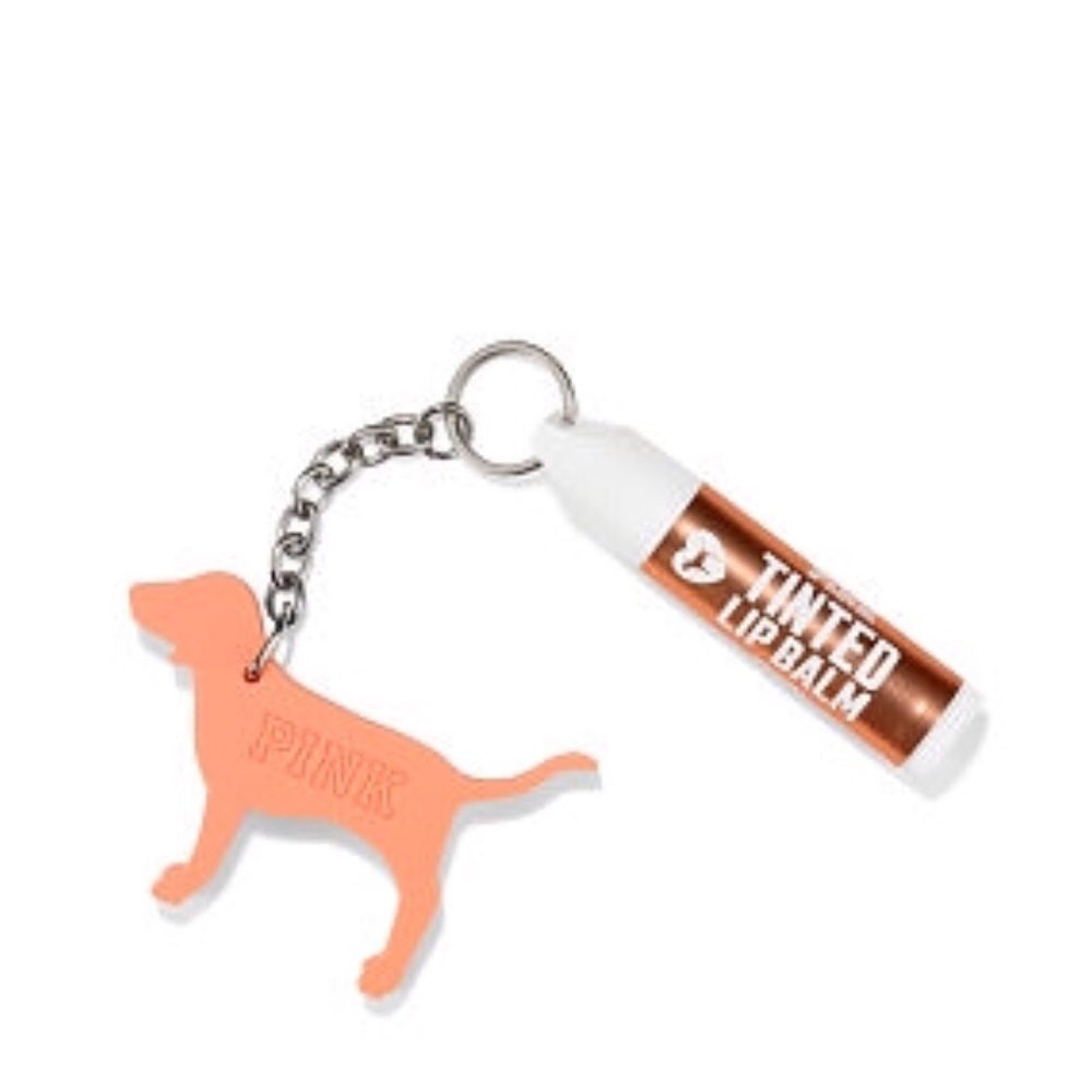 PINK TINTED LIP BALM WITH KEYCHAIN - PEACH